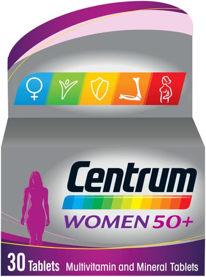 Centrum Women 50+ Tablets Multivitamin & Mineral Supplements, 23 essential nutrients including vitamin D, C, and Iron, 30 ct
