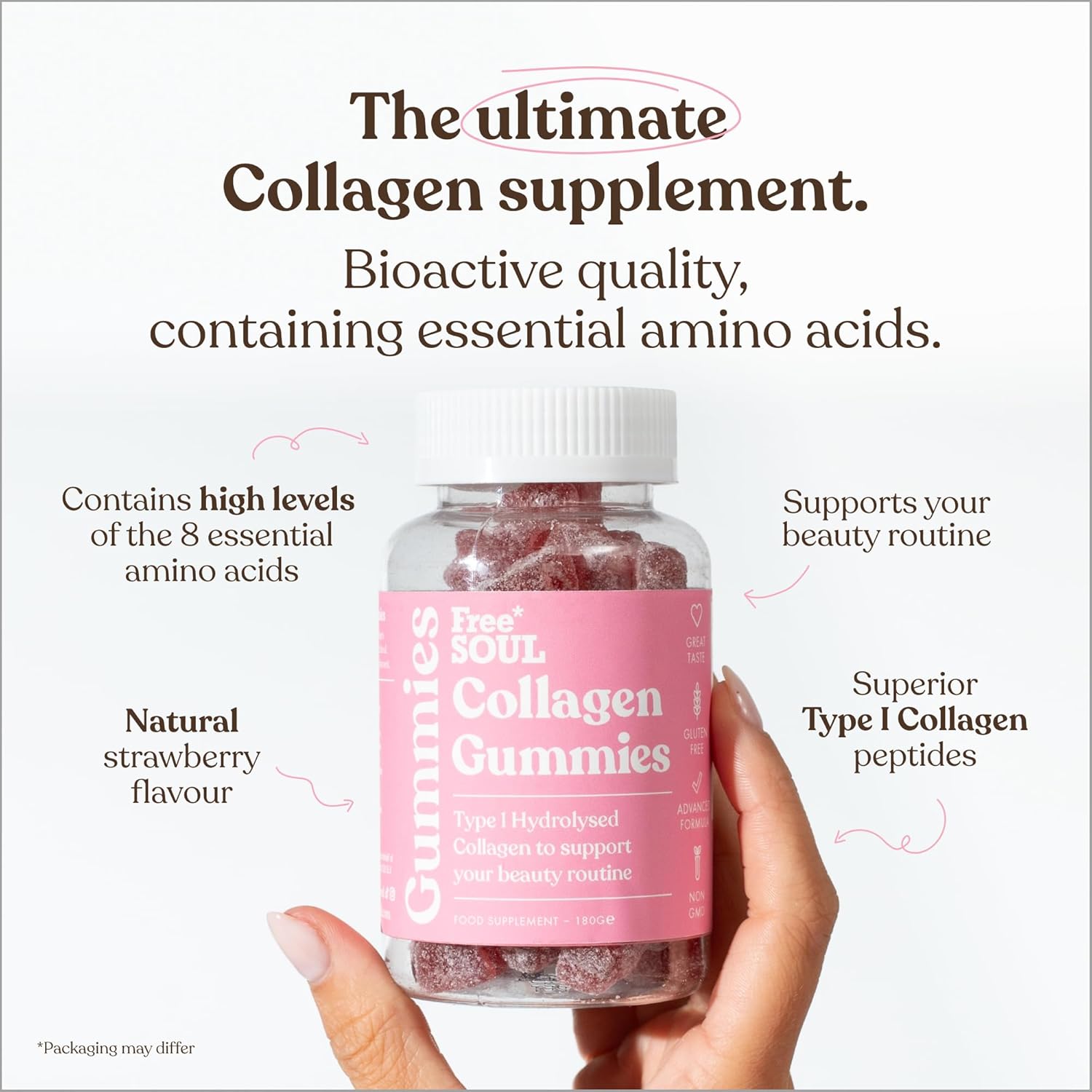 Collagen Gummies by Free Soul | High Strength Marine Collagen Supplement | Advanced Superior Type 1 Hydrolysed Collagen Peptides | Triple Strength Pure Formulation Supplement | 60 Gummies - Image 3