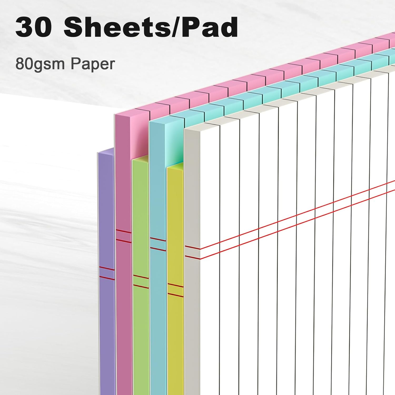 Colored Legal Pads 8.5 x 11 Wide Ruled, Note Pads Sturdy Back Writing Pads 30 Sheets/Pad, 20lb Colored Paper, Perforated Notepad with Sturdy Back (6 Pads) - Image 3
