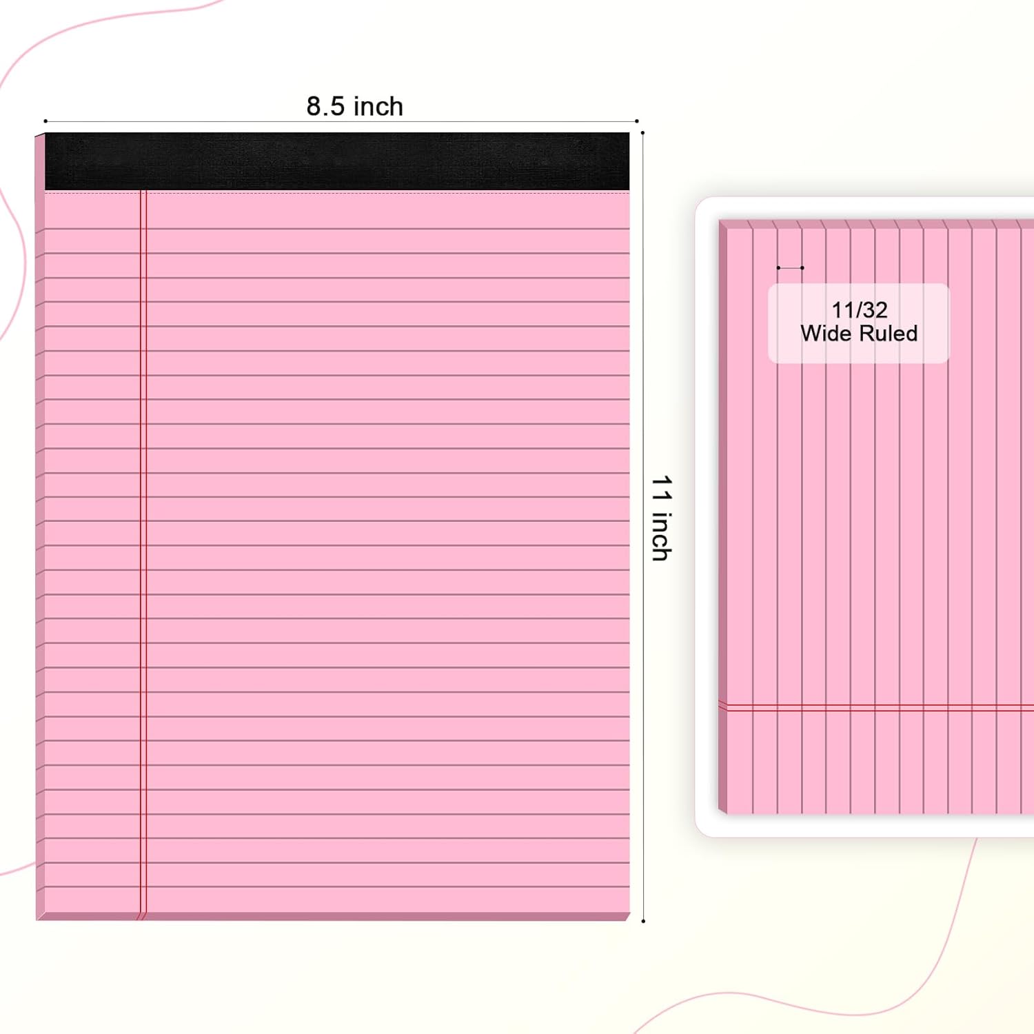 Colored Legal Pads 8.5 x 11 Wide Ruled, Note Pads Sturdy Back Writing Pads 30 Sheets/Pad, 20lb Colored Paper, Perforated Notepad with Sturdy Back (6 Pads) - Image 4